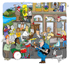 Cartoon: music wimmelbild (small) by sabine voigt tagged musik,jazz,montreux,rapp,comic,straßenmusik,corona,kreise,neustart,freizeit,impfen,ausgangssperre,schlagzeug,trompete,bass,piano,gesang,pop,saxophon,gemeinschaft,party