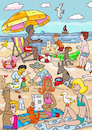 Cartoon: Strand Sommer (small) by sabine voigt tagged strand,sommer,ferien,meer,urlaub,sonne,wellness,entspannung,sand,frankreich,spanien,türkei,italien,portugal,schwimmbad,sonnenbrand,hitze,klima