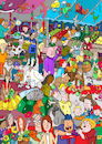 Cartoon: wimmelbild markt (small) by sabine voigt tagged wimmelbild,markt,bauern,wochenmarkt,farmer,gemüse,obst,einkaufen,erzeuger,bauer,ökologie,bio,essen,ernährung,ostern,tiere