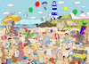 Cartoon: Wimmelbild Strand (small) by sabine voigt tagged wimmelbild,strand,meer,sommer,sommerferien,sand,sonnenschirm,wasser,schwimmen,sandburg,kinder,tiere,eis,robben,seehunde,ökologie,bio,biodiversität,artenvielfalt,artensterben,umwelt,wald,nahrungskette,biologie,arten,umweltschutz