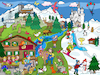 Cartoon: Wimmelbild Zugspitze (small) by sabine voigt tagged wimmelbild,zugspitze,berge,ski,seilbahn,wanderer,winterlandschaft,schnee,winter,schneemann,kinder,neu,schwanstein,bayern,gebirge,schweiz,rettung,unfall,ferien,hund,bernardiener,hilfe,ausmalbild