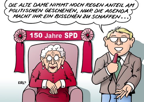 Cartoon: 150 Jahre SPD (medium) by Erl tagged spd,sozialdemokraten,sozialdemokratie,partei,deutschland,jubiläum,150,jahre,alte,dame,politik,anteil,problem,agenda,2010,geburtstag,spd,sozialdemokraten,sozialdemokratie,partei,deutschland,jubiläum,150,jahre,alte,dame,politik,anteil,problem,agenda,2010,geburtstag