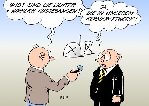 Cartoon: 1 Jahr Atom-Moratorium (medium) by Erl tagged atomkraft,atomkraftwerk,fukushima,gau,supergau,japan,deutschland,energiewende,atommoratorium,atomkonzerne,blackout,lichter,aus,kernkraftwerk,atomkraft,atomkraftwerk,fukushima,gau,supergau,japan,deutschland,energiewende,atommoratorium,atomkonzerne,blackout