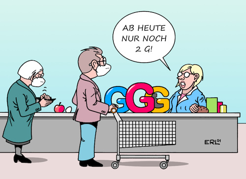 Cartoon: 2G (medium) by Erl tagged politik,corona,virus,pandemie,covid19,vierte,welle,konferenz,bund,länder,ministerpräsidentinnen,ministerpräsidenten,beschlüsse,handel,2g,geimpft,genesen,einkaufen,supermarkt,kasse,karikatur,erl,politik,corona,virus,pandemie,covid19,vierte,welle,konferenz,bund,länder,ministerpräsidentinnen,ministerpräsidenten,beschlüsse,handel,2g,geimpft,genesen,einkaufen,supermarkt,kasse,karikatur,erl