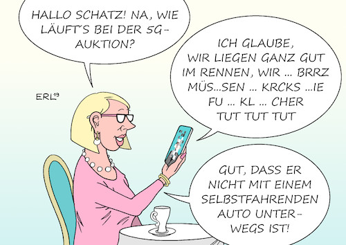 Cartoon: 5G-Auktion (medium) by Erl tagged politik,technologie,digitalisierung,mobilfunk,5g,daten,übertragung,schnell,frequenzen,versteigerung,auktion,deutschland,netzbetreiber,funklöcher,autonomes,fahren,selbstfahrende,autos,karikatur,erl,politik,technologie,digitalisierung,mobilfunk,5g,daten,übertragung,schnell,frequenzen,versteigerung,auktion,deutschland,netzbetreiber,funklöcher,autonomes,fahren,selbstfahrende,autos,karikatur,erl