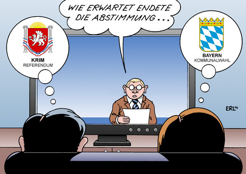 Cartoon: Abstimmung (medium) by Erl tagged ukraine,russland,krim,referendum,abstimmung,zugehörigkeit,bayern,kommunalwahl,wahl,erwartung,nachrichten,ukraine,russland,krim,referendum,abstimmung,zugehörigkeit,bayern,kommunalwahl,wahl,erwartung,nachrichten