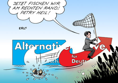 Cartoon: AfD (medium) by Erl tagged afd,richtung,streit,machtkampf,entmachtung,bernd,lucke,vorsitz,frauke,petry,rechtsruck,stimmenfang,fischen,rand,petri,heilrechtspopulismus,rechtsextremismus,braun,sumpf,karikatur,erl,afd,richtung,streit,machtkampf,entmachtung,bernd,lucke,vorsitz,frauke,petry,rechtsruck,stimmenfang,fischen,rand,petri,heilrechtspopulismus,rechtsextremismus,braun,sumpf