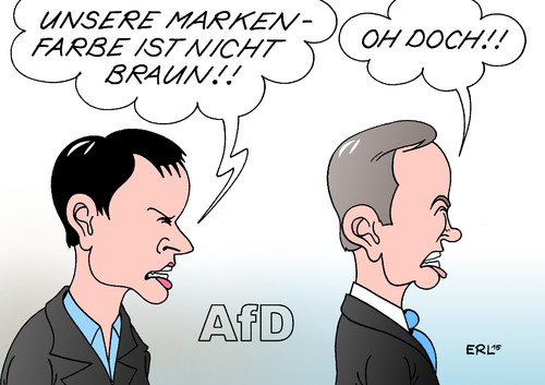 Cartoon: AfD (medium) by Erl tagged afd,alternative,für,deutschland,partei,gründer,lucke,austritt,vorsitz,petry,rechtsruck,rechtspopulismus,rechtsextremismus,braun,farbe,markenfarbe,streit,karikatur,erl,afd,alternative,für,deutschland,partei,gründer,lucke,austritt,vorsitz,petry,rechtsruck,rechtspopulismus,rechtsextremismus,braun,farbe,markenfarbe,streit