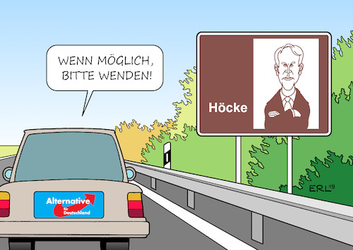 Cartoon: AfD (medium) by Erl tagged politik,partei,afd,rechtspopulismus,rechtsextremismus,antisemitismus,islamophobie,rassismus,flügel,björn,höcke,wahl,bundessprecher,vorsitz,richtung,streit,rechts,außen,auto,autobahn,karikatur,erl,politik,partei,afd,rechtspopulismus,rechtsextremismus,antisemitismus,islamophobie,rassismus,flügel,björn,höcke,wahl,bundessprecher,vorsitz,richtung,streit,rechts,außen,auto,autobahn,karikatur,erl