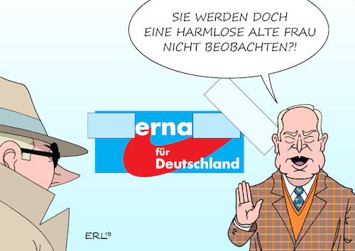 Cartoon: AfD Prüffall (medium) by Erl tagged politik,partei,afd,rechtspopulismus,nationalismus,teil,rechtsextremismus,prüffall,verfassungsschutz,vorstufe,beobachtung,gauland,karikatur,erl,politik,partei,afd,rechtspopulismus,nationalismus,teil,rechtsextremismus,prüffall,verfassungsschutz,vorstufe,beobachtung,gauland,karikatur,erl