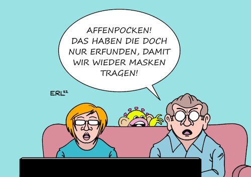 Cartoon: Affenpocken (medium) by Erl tagged politik,gesundheit,corona,virus,pandemie,covid19,coronaleugner,impfgegner,verschwörungstheorie,affenpocken,erfindung,maske,abstand,karikatur,erl,politik,gesundheit,corona,virus,pandemie,covid19,coronaleugner,impfgegner,verschwörungstheorie,affenpocken,erfindung,maske,abstand,karikatur,erl