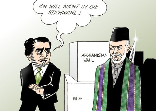 Cartoon: Afghanistan (medium) by Erl tagged afghanistan,wahl,stichwahl,abdullah,karzai,afghanistan,wahl,wahlen,stichwahl,abdullah,karzai