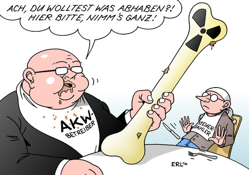 Cartoon: AKW-Betreiber (medium) by Erl tagged energiekonzern,energie,energiewende,atomausstieg,atomkraftwerk,gewinn,profit,geld,rückbau,kosten,allgemeinheit,steuerzahler,energiekonzern,energie,energiewende,atomausstieg,atomkraftwerk,gewinn,profit,geld,rückbau,kosten,allgemeinheit,steuerzahler