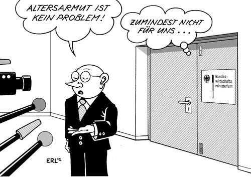 Cartoon: Altersarmut (medium) by Erl tagged altersarmut,analyse,wirtschaftsministerium,wissenschaft,beirat,problem,klein,gering,rente,zuschussrente,garantierente