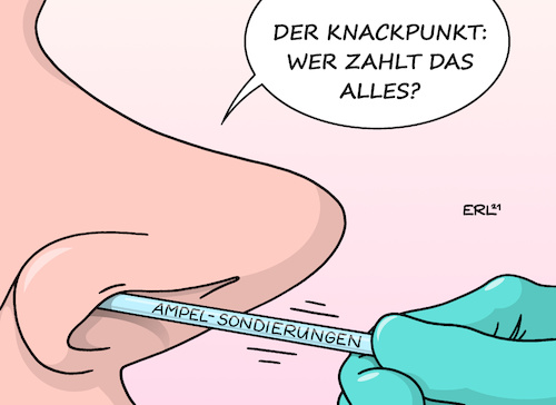 Cartoon: Ampel-Sondierungen (medium) by Erl tagged politik,wahl,bundestagswahl,2021,sondierung,ampel,koalition,rot,gelb,grün,spd,fdp,grüne,knackpunkt,finanzen,schuldenbremse,steuern,corona,virus,pandemie,test,coronatest,kostenpflichtig,kariktur,erl,politik,wahl,bundestagswahl,2021,sondierung,ampel,koalition,rot,gelb,grün,spd,fdp,grüne,knackpunkt,finanzen,schuldenbremse,steuern,corona,virus,pandemie,test,coronatest,kostenpflichtig,kariktur,erl