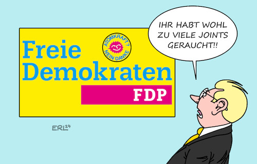 Cartoon: Anti-Atom-Bewegung (medium) by Erl tagged politik,partei,parteitag,fdp,antrag,landesverbände,wiedereinstieg,atomktaft,mehrheit,ablehnung,nein,danke,button,sticker,linie,ampel,spd,grüne,anti,atom,bewegung,legalisierung,cannabis,joint,karikatur,erl,politik,partei,parteitag,fdp,antrag,landesverbände,wiedereinstieg,atomktaft,mehrheit,ablehnung,nein,danke,button,sticker,linie,ampel,spd,grüne,anti,atom,bewegung,legalisierung,cannabis,joint,karikatur,erl