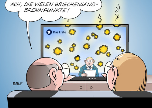 Cartoon: ARD Brennpunkt (medium) by Erl tagged griechenland,krise,schulden,euro,hilfe,geldgeber,bedingung,sparen,sparkurs,reformen,armut,bankrott,staatsbankrott,pleite,staatspleite,eurozone,austritt,grexit,entscheidung,finanzen,geld,gipfel,nachrichten,medien,fernsehen,ard,brennpunkt,karikatur,erl,griechenland,krise,schulden,euro,hilfe,geldgeber,bedingung,sparen,sparkurs,reformen,armut,bankrott,staatsbankrott,pleite,staatspleite,eurozone,austritt,grexit,entscheidung,finanzen,geld,gipfel,sondergipfel,nachrichten,medien,fernsehen,ard,brennpunkt