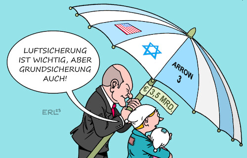 Cartoon: Arrow 3 (medium) by Erl tagged politik,militär,verteidigung,deutschland,anschaffung,arrow,raketenabwehr,luftsicherung,usa,israel,preis,milliarden,sicherheit,grundsicherung,kindergrundsicherung,kinder,kinderarmut,bundeskanzler,olaf,scholz,michel,karikatur,erl,politik,militär,verteidigung,deutschland,anschaffung,arrow,raketenabwehr,luftsicherung,usa,israel,preis,milliarden,sicherheit,grundsicherung,kindergrundsicherung,kinder,kinderarmut,bundeskanzler,olaf,scholz,michel,karikatur,erl