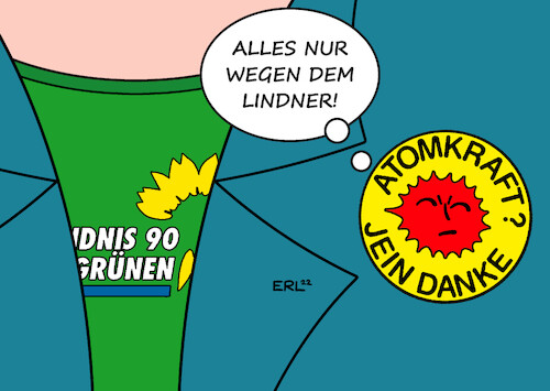 Cartoon: Atomkraft (medium) by Erl tagged politik,krieg,russland,ukraine,gas,knappheit,verteuerung,wirtschaftsminister,robert,habeck,grüne,gasumlage,flop,alternative,gaspreisdeckel,finanzierung,finanzminister,christian,lindner,fdp,bedingung,verlängerung,laufzeit,atomkraftwerke,atomkraft,anti,akw,bewegung,dna,die,grünen,karikatur,erl,politik,krieg,russland,ukraine,gas,knappheit,verteuerung,wirtschaftsminister,robert,habeck,grüne,gasumlage,flop,alternative,gaspreisdeckel,finanzierung,finanzminister,christian,lindner,fdp,bedingung,verlängerung,laufzeit,atomkraftwerke,atomkraft,anti,akw,bewegung,dna,die,grünen,karikatur,erl