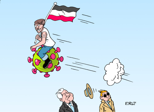 Cartoon: Aufschwung durch Corona (medium) by Erl tagged politik,innenminister,horst,seehofer,verfassungsschutzbericht,bericht,verfassungsschutz,anstieg,extremismus,rechts,links,rechtsextremismus,aufschwung,corona,virus,pandemie,proteste,querdenker,coronaleugner,esotherik,impfgegner,nähe,duldung,karikatur,erl,politik,innenminister,horst,seehofer,verfassungsschutzbericht,bericht,verfassungsschutz,anstieg,extremismus,rechts,links,rechtsextremismus,aufschwung,corona,virus,pandemie,proteste,querdenker,coronaleugner,esotherik,impfgegner,nähe,duldung,karikatur,erl