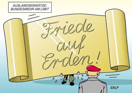 Cartoon: Auslandseinsätze (medium) by Erl tagged erl,karikatur,spruchband,soldat,botschaft,frieden,weihnachten,limit,belastung,auslandseinsätze,ausland,einsatz,bundeswehr,bundeswehr,einsatz,ausland,auslandseinsätze,belastung,limit,weihnachten,frieden,botschaft,soldat,spruchband,karikatur,erl