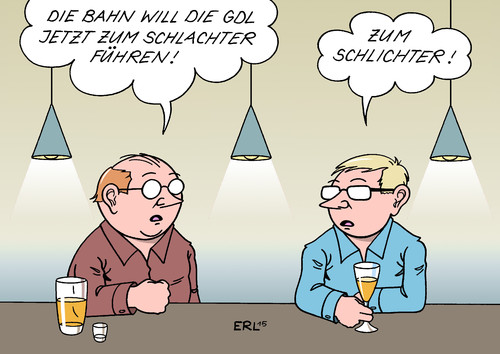 Cartoon: Bahn GdL (medium) by Erl tagged streik,bahn,gdl,schlicter,vermittler,karikatur,erl,streik,bahn,gdl,schlicter,vermittler