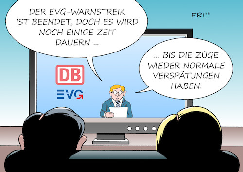 Cartoon: Bahnstreik (medium) by Erl tagged politik,verkehr,deutsche,bahn,ag,db,streik,warnstreik,evg,eisenbahn,und,verkehrsgewerkschaft,gewerkschaft,tarifverhandlungen,löhne,sparpolitik,personalmangel,züge,defekt,verspätungen,ausfälle,karikatur,erl,politik,verkehr,deutsche,bahn,ag,db,streik,warnstreik,evg,eisenbahn,und,verkehrsgewerkschaft,gewerkschaft,tarifverhandlungen,löhne,sparpolitik,personalmangel,züge,defekt,verspätungen,ausfälle,karikatur,erl