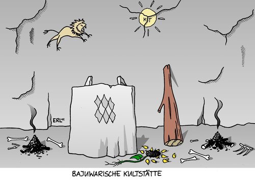 Cartoon: Bajuwarische Kultstätte (medium) by Erl tagged knochen,rauch,stein,kt,sonne,löwe,höhlenmalerei,höhle,sonnenblume,asche,feuer,keule,kultstätte,steinzeit,beifall,jubel,austeilen,populismus,seehofer,rede,loch,guttenberg,bayern,csu,aschermittwoch,politisch,politisch,aschermittwoch,csu,bayern,guttenberg,rede,seehofer,populismus,jubel,austeilen