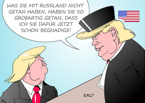 Cartoon: Begnadigung (medium) by Erl tagged usa,präsident,donald,trump,verdacht,vorwurf,wahlkampf,team,sohn,sicherheitsberater,justizminister,sessions,kontakt,russland,wahl,beeinflussung,internet,schmutzkampagne,hillary,clinton,unschuld,fake,news,medien,selbst,begnadigung,angeklagter,richter,karikatur,erl,usa,präsident,donald,trump,verdacht,vorwurf,wahlkampf,team,sohn,sicherheitsberater,justizminister,sessions,kontakt,russland,wahl,beeinflussung,internet,schmutzkampagne,hillary,clinton,unschuld,fake,news,medien,selbst,begnadigung,angeklagter,richter,karikatur,erl