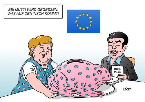 Cartoon: Bei Mutti (medium) by Erl tagged griechenland,krise,schulden,euro,eu,streit,richtung,austerität,solidarität,eurozone,währungsunion,regeln,reformen,kröte,mutti,merkel,tsipras,grexit,karikatur,erl,griechenland,krise,schulden,euro,eu,streit,richtung,austerität,solidarität,eurozone,währungsunion,regeln,reformen,kröte,mutti,merkel,tsipras,grexit