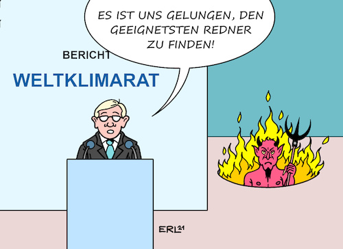 Cartoon: Bericht Weltklimarat (medium) by Erl tagged politik,klima,klimawandel,erderwärmung,co2,weltklimarat,ipcc,bericht,klimaschutz,international,szenarien,erwärmung,grad,kipppunkt,extremwetter,starkregen,hochwasser,hitze,dürre,waldbrände,feuer,experte,redner,teufel,hölle,karikatur,erl,politik,klima,klimawandel,erderwärmung,co2,weltklimarat,ipcc,bericht,klimaschutz,international,szenarien,erwärmung,grad,kipppunkt,extremwetter,starkregen,hochwasser,hitze,dürre,waldbrände,feuer,experte,redner,teufel,hölle,karikatur,erl