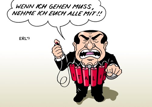 Cartoon: Berlusconi (medium) by Erl tagged italien,silvio,berlusconi,ex,ministerpräsident,verurteilung,steuerhinterziehung,ausschluss,senat,regierung,minister,rücktritt,erpressung,nötigung,italien,silvio,berlusconi,ex,ministerpräsident,verurteilung,steuerhinterziehung,ausschluss,senat,regierung,minister,rücktritt,erpressung,nötigung