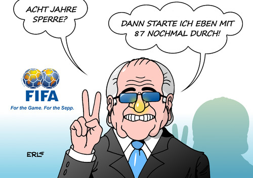 Cartoon: Blatter (medium) by Erl tagged erl,karikatur,nase,goldene,gier,geld,weltverband,verband,fußball,uefa,platini,michel,bestechung,korruption,jahre,acht,suspendierung,ethikkommission,fifa,präsident,blatter,sepp,sepp,blatter,präsident,fifa,ethikkommission,suspendierung,acht,jahre,korruption,bestechung,michel,platini,uefa,fußball,verband,weltverband,geld,gier,goldene,nase,karikatur,erl