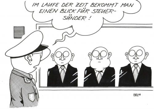Cartoon: Blick (medium) by Erl tagged steuern,taxes,tax,fraud,,steuern,taxes,tax,fraud,steuersünder,veruntreuer,blick,polizei,überprüfung,steuerhinterziehung