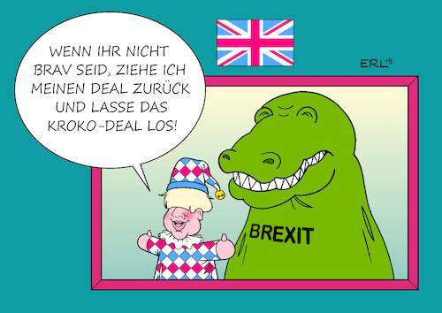 Cartoon: Brexit-Deal (medium) by Erl tagged politik,brexit,großbritannien,austritt,eu,premierminister,boris,johnson,deal,ablehnung,parlament,drohung,rücknahme,chaos,kasperltheater,kasperl,karikatur,erl,politik,brexit,großbritannien,austritt,eu,premierminister,boris,johnson,deal,ablehnung,parlament,drohung,rücknahme,chaos,kasperltheater,kasperl,karikatur,erl