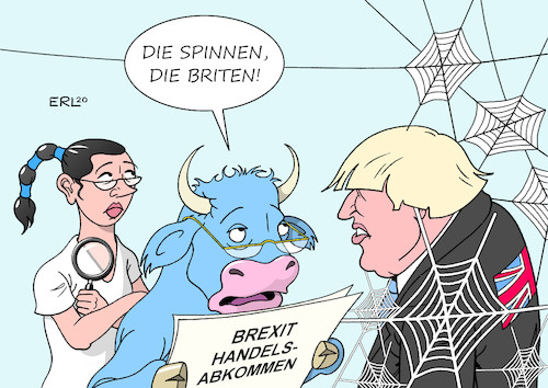 Cartoon: Briten (medium) by Erl tagged politik,brexit,verhandlung,handelsabkommen,großbritannien,eu,boris,johnson,stillstand,spinnweben,spinnen,briten,europa,stier,karikatur,erl,politik,brexit,verhandlung,handelsabkommen,großbritannien,eu,boris,johnson,stillstand,spinnweben,spinnen,briten,europa,stier,karikatur,erl