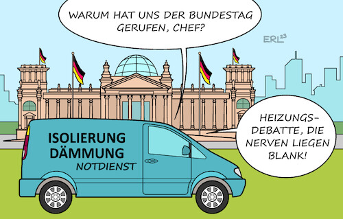 Cartoon: Bundestagsdebatte (medium) by Erl tagged politik,bundesregierung,ampel,spd,grüne,fdp,geg,gebäudeenergiegesetz,heizungsgesetzt,gesetz,verfahren,bundestag,beschleunigung,bundesverfassungsgericht,karlsruhe,stop,debatte,hitzig,aggression,nerven,blank,isolierung,dämmung,notdienst,handwerker,karikatur,erl,politik,bundesregierung,ampel,spd,grüne,fdp,geg,gebäudeenergiegesetz,heizungsgesetzt,gesetz,verfahren,bundestag,beschleunigung,bundesverfassungsgericht,karlsruhe,stop,debatte,hitzig,aggression,nerven,blank,isolierung,dämmung,notdienst,handwerker,karikatur,erl