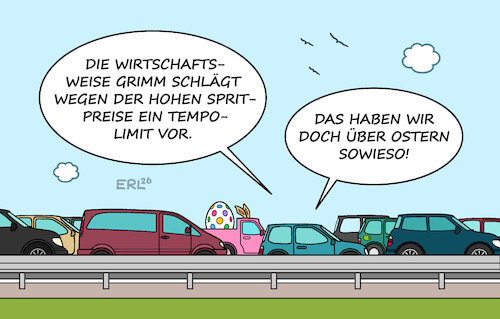 Cartoon: Car-Woche (medium) by Erl tagged politik,irankrieg,anstieg,ölpreis,spritpreis,wirtschaftsweise,grimm,vorschlag,tempolimit,ostern,reiseverkehr,stau,karikatur,erl,politik,irankrieg,anstieg,ölpreis,spritpreis,wirtschaftsweise,grimm,vorschlag,tempolimit,ostern,reiseverkehr,stau,karikatur,erl