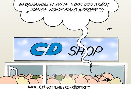 Cartoon: CD (medium) by Erl tagged guttenberg,rücktritt,beliebtheit,comeback,rückkehr,schlager,cd,csu,cdu,konservativ,guttenberg,rücktritt,beliebtheit,rückkehr,schlager,konservativ