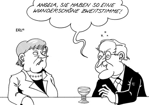 Cartoon: CDU FDP (medium) by Erl tagged cdu,csu,fdp,schwarz,gelb,koalition,leihstimmen,niedersachsen,niederlage,brüderle,vorwurf,belästigung,sexuell,journalistin