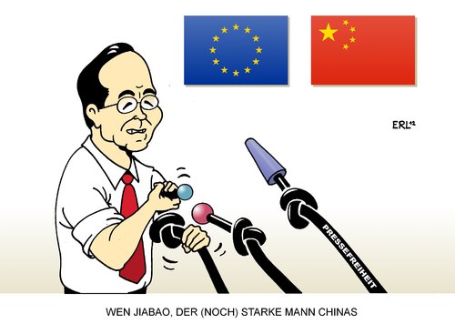 Cartoon: China Pressefreiheit (medium) by Erl tagged china,wen,jiabao,besuch,eu,brüssel,journalisten,fragen,verbot,pressekonferenz,presse,pressefreiheit,zeitung,medien,menschenrechte,china,wen,jiabao,besuch,eu,brüssel,journalisten,fragen,verbot,pressekonferenz,presse,pressefreiheit,zeitung,medien,menschenrechte