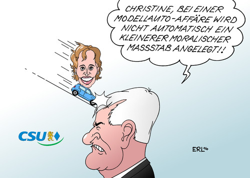 Cartoon: Christine Haderthauer (medium) by Erl tagged christine,haderthauer,leiterin,staatskanzlei,ex,sozialministerin,bayern,csu,ehemann,arzt,gericht,modellauto,firma,unregelmäßigkeit,ministerpräsident,horst,seehofer,maßstab,moral,klein,christine,haderthauer,leiterin,staatskanzlei,ex,sozialministerin,bayern,csu,ehemann,arzt,gericht,modellauto,firma,unregelmäßigkeit,ministerpräsident,horst,seehofer,maßstab,moral,klein