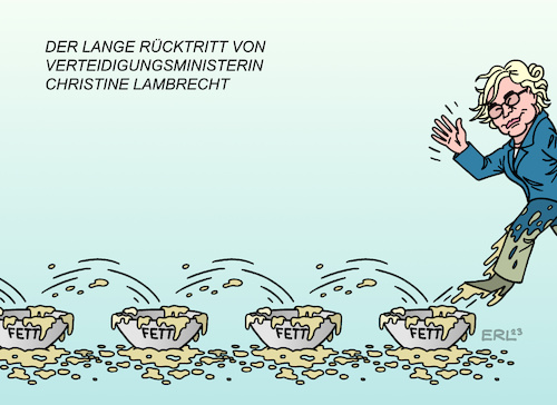 Cartoon: Christine Lambrecht (medium) by Erl tagged politik,verteidigungsministerin,christine,lambrecht,rücktritt,pleiten,pech,pannen,fettnäpfchen,5000,helme,helikoptermutter,silvestervideo,fachliche,eignung,ausrüstung,bundeswehr,zeitenwende,karikatur,erl,politik,verteidigungsministerin,christine,lambrecht,rücktritt,pleiten,pech,pannen,fettnäpfchen,5000,helme,helikoptermutter,silvestervideo,fachliche,eignung,ausrüstung,bundeswehr,zeitenwende,karikatur,erl