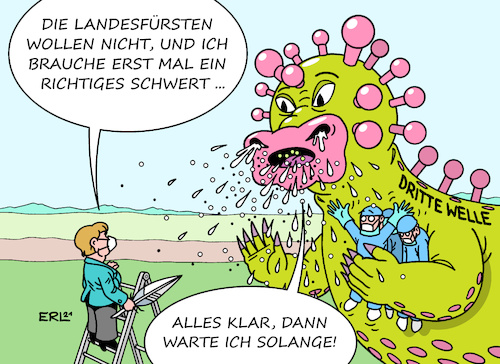 Cartoon: Corona-Verhandlungen (medium) by Erl tagged politik,corona,virus,pandemie,covid19,lockdown,lockerung,öffnung,bund,länder,uneinigkeit,verhandlungen,verschiebung,verlagerung,bundesregierung,bundestag,bundesrat,schwert,kampf,drache,dritte,welle,hilferuf,intensivstationen,überlastung,intensivmediziner,pflegekräfte,karikatur,erl,politik,corona,virus,pandemie,covid19,lockdown,lockerung,öffnung,bund,länder,uneinigkeit,verhandlungen,verschiebung,verlagerung,bundesregierung,bundestag,bundesrat,schwert,kampf,drache,dritte,welle,hilferuf,intensivstationen,überlastung,intensivmediziner,pflegekräfte,karikatur,erl