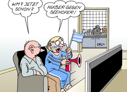 Cartoon: CSU (medium) by Erl tagged csu,verluste,europawahl,eu,europa,wahl,kritik,erwin,huber,konter,horst,seehofer,fußball,wm,fan,csu,verluste,europawahl,eu,europa,wahl,kritik,erwin,huber,konter,horst,seehofer,fußball,wm,fan