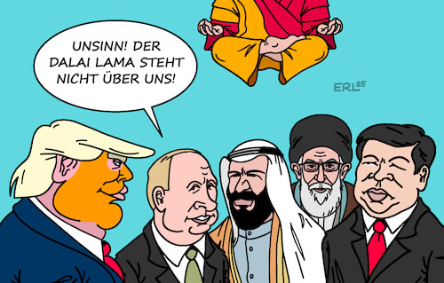 Cartoon: Dalai Lama (medium) by Erl tagged politik,geburtstag,90,dalai,lama,tenzin,gyatso,tibet,buddhismus,streit,china,nachfolge,aggression,diktatoren,karikatur,erl,politik,geburtstag,90,dalai,lama,tenzin,gyatso,tibet,buddhismus,streit,china,nachfolge,aggression,diktatoren,karikatur,erl