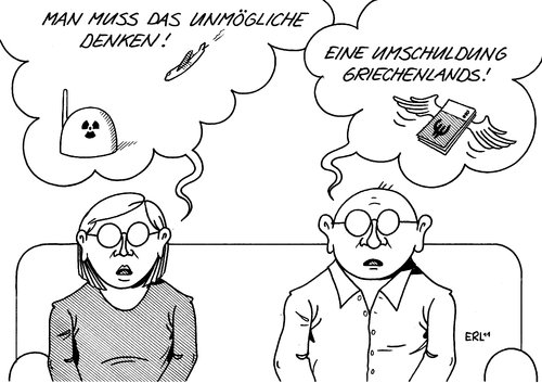 Cartoon: Das Unmögliche denken (medium) by Erl tagged atomkraftwerk,stresstest,sicherheit,überprüfung,risiko,flugzeug,absturz,gau,supergau,möglichkeit,denken,finanzkrise,eurokrise,schulden,krise,überschuldung,griechenland,umschuldung,pleite,atomenergie,ausstieg,energiewende,japan,fukushima