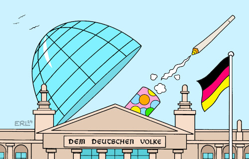 Cartoon: Dem deutschen Volke (medium) by Erl tagged politik,bundesregierung,ampel,spd,grüne,fdp,legalisierung,cannabis,joint,lieferung,dem,deutschen,volke,bundestag,reichstag,karikatur,erl,politik,bundesregierung,ampel,spd,grüne,fdp,legalisierung,cannabis,joint,lieferung,dem,deutschen,volke,bundestag,reichstag,karikatur,erl