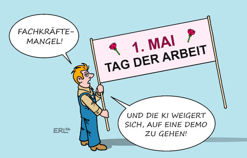 Cartoon: Demo II (medium) by Erl tagged politik,erster,mai,tag,der,arbeit,demo,forderung,arbeitnehmer,gewerkschaften,tage,woche,work,life,balance,fachkräftemangel,veränderung,künstliche,intelligenz,ki,karikatur,erl,politik,erster,mai,tag,der,arbeit,demo,forderung,arbeitnehmer,gewerkschaften,tage,woche,work,life,balance,fachkräftemangel,veränderung,künstliche,intelligenz,ki,karikatur,erl