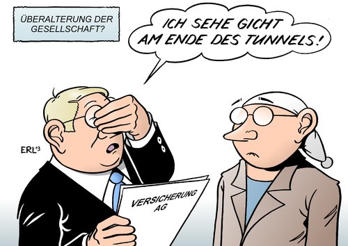 Cartoon: Demografischer Wandel (medium) by Erl tagged gicht,krankheit,versicherung,altersvorsorge,vorsorge,jung,alt,jugend,alterung,überalterung,lebenszeit,alter,gesellschaft,demografie,demografie,gesellschaft,alter,lebenszeit,überalterung,alterung,jugend,alt,jung,vorsorge,altersvorsorge,versicherung